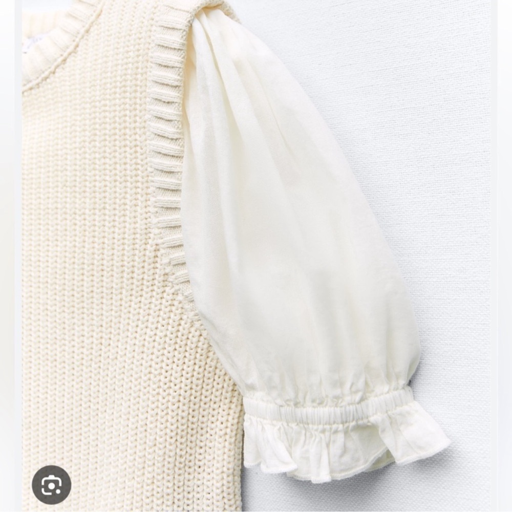 Zara Mixed Sleeve Knit Top - Picture 4 of 7